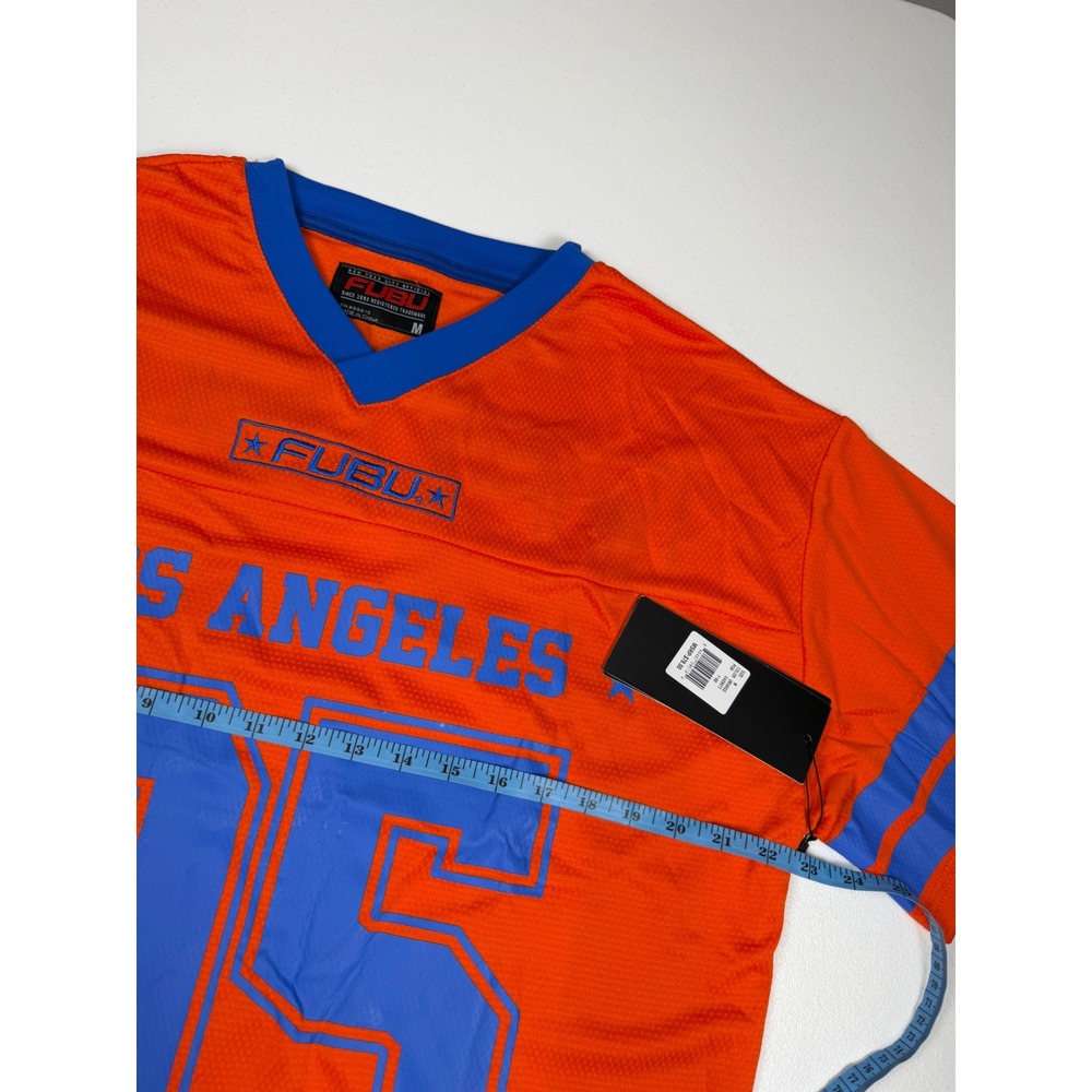 FUBU Los Angeles 05 Football Jersey Orange Blue Mesh Streetwear Mens Medium NWT - Picture 4 of 7